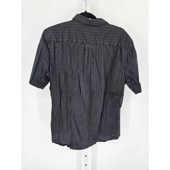 Voyager Mens Sz L Short Sleeve Button Up Shirt Gray White Dot Print - Picture 4 of 4